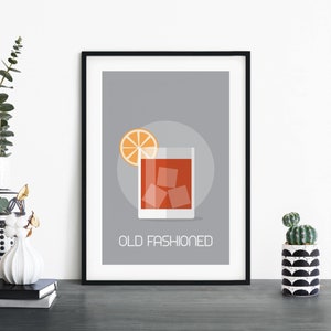 Arte de pared de impresión ilustrativa de cóctel antiguo / 4x6 5x7 A4 A3 A2 A1