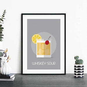 Whisky Sour cóctel ilustrativo impresión pared arte / 4x6 5x7 A4 A3 A2 A1