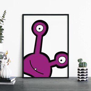 Oli / Purple Monster Kids Children's Print Wall Art / 4x6 5x7 A4 A3 A2 A1