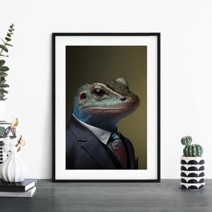 Lagarto en un traje de arte de pared de impresión / A4 A3 A2 A1