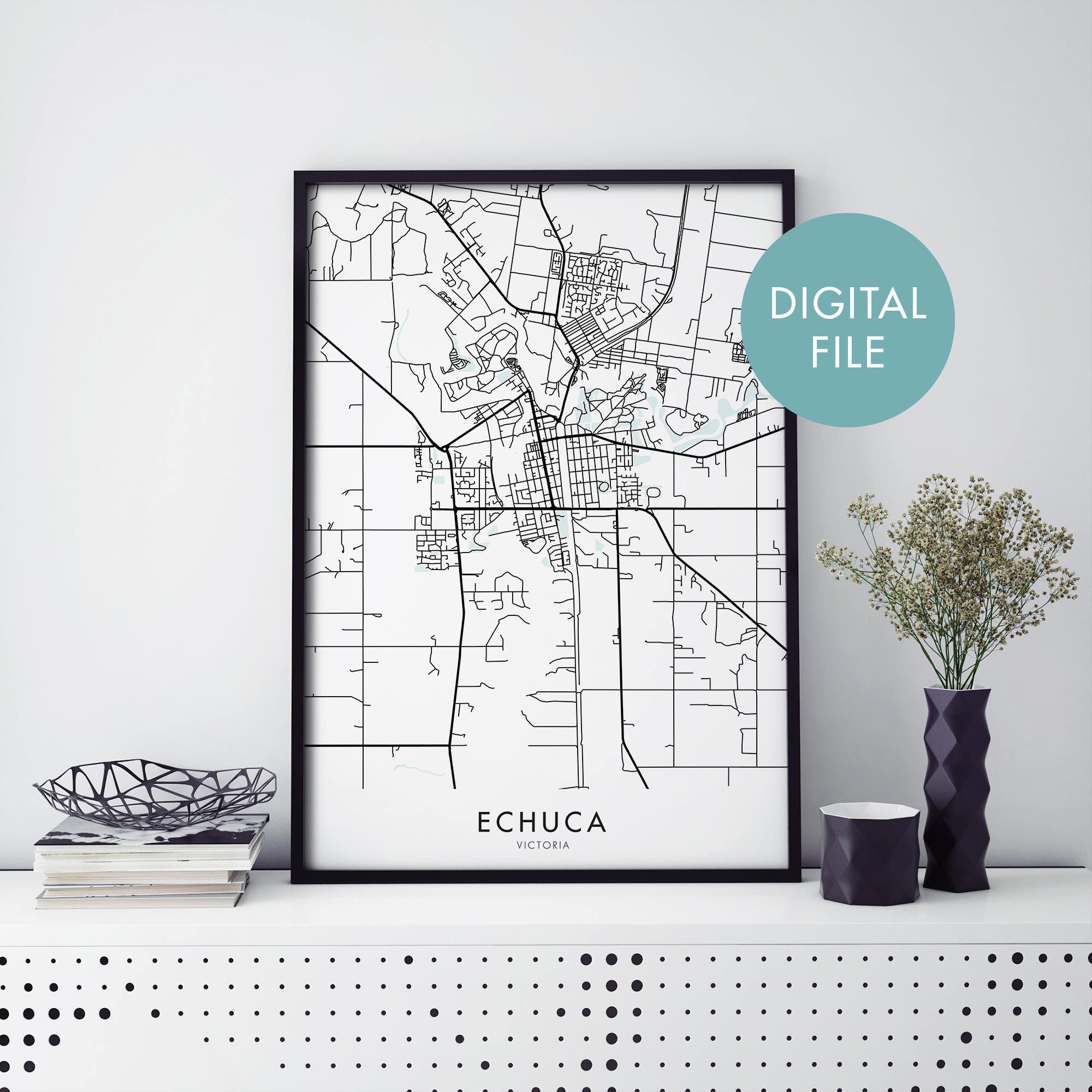 Echuca Victoria Australia City Map Print Wall Art Print at Etsy Australia