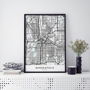 Minneapolis, Minnesota, United States City Art, Map Print Wall Art | A4 A3 A2 A1 A1