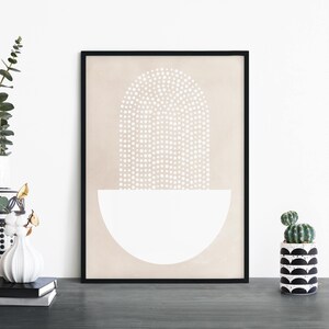 Fontaine | Art mural moderne imprimé géométrique beige et blanc | 4x6 5x7 A4 A3 A2 A1