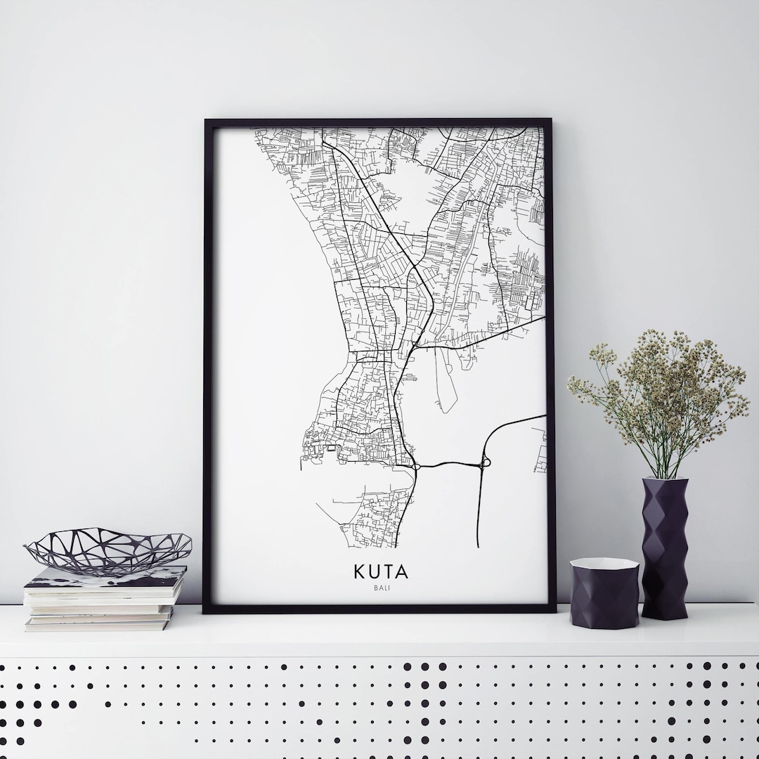 Kuta, Bali, Indonesia Art, City Map Print Wall Art | A4 A3 A2 A1 - Etsy