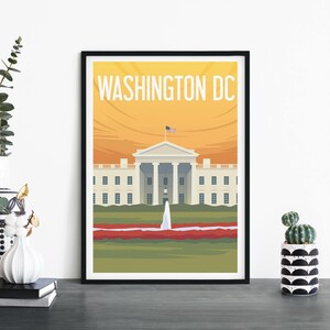 Washington DC / Arte ilustrativo de la pared de la impresión de viajes / 4x6 5x7 A4 A3 A2 A1