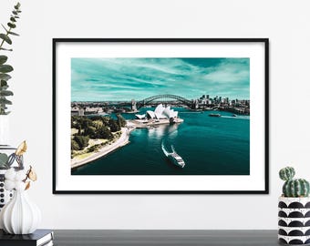 Sydney Harbour Bridge, Opera House Aerial Photographic Print Wall Art | A4 A3 A2 A1