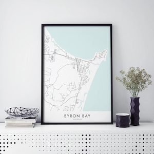 Byron Bay, Nuovo Galles del Sud, Australia Arte, Mappa della città Stampa Wall Art / A4 A3 A2 A1
