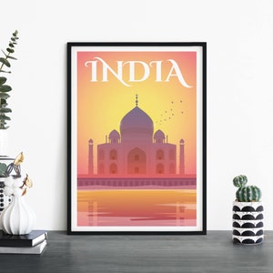 Taj Mahal, India / Arte ilustrativo de pared con impresión de viajes / 4x6 5x7 A4 A3 A2 A1