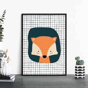 Fox Poster Print Arte de pared / Niños Niños Niños Niñas Guardería Dormitorio / A4 A3 A2 A1