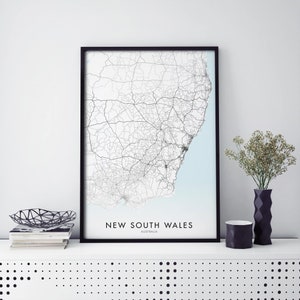 New South Wales, Australien, NSW, State Road Map Print Wandkunst | A4 A3 A2 A1