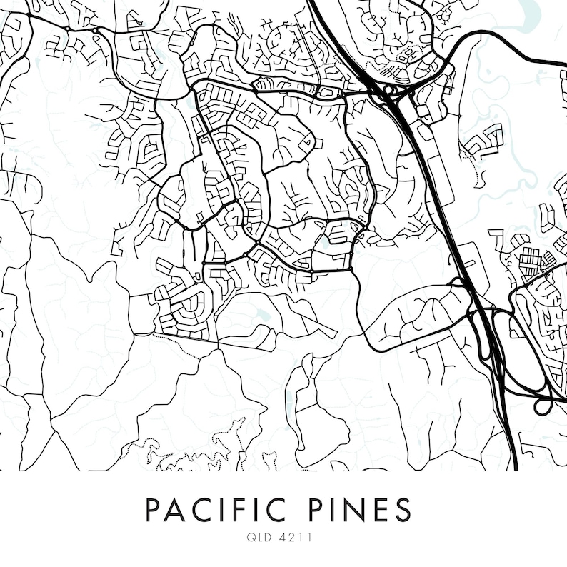 Pacific Pines Gold Coast Australia City Map Print Wall Art Etsy