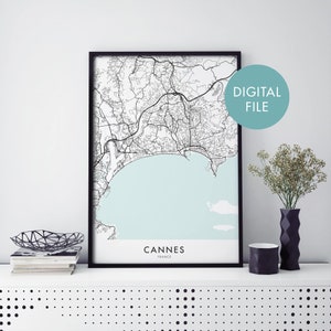 Cannes, France City Map Print Wall Art Poster | Print At Home | Digital Download File