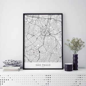 São Paulo, Brasilien Stadt Kunst, Karte Druck Wandkunst | A4 A3 A2 A1