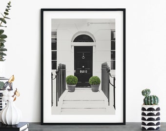 Porta preta, arte de parede com impressão de Londres | A4 A3 A2 A1