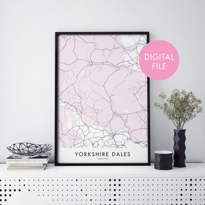 Yorkshire Dales National Park, England UK City Map Print Wall Art | Print At Home | Digital Download File
