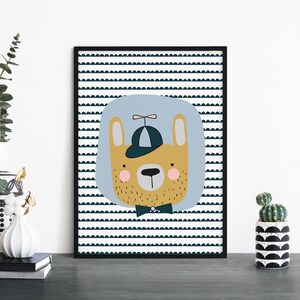 Bear Poster Print Arte de pared / Niños Niños Niños Niñas Guardería Dormitorio / A4 A3 A2 A1