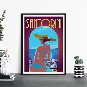 Santorini, Grecia / Arte ilustrativo de la pared de la impresión de viajes / 4x6 5x7 A4 A3 A2 A1