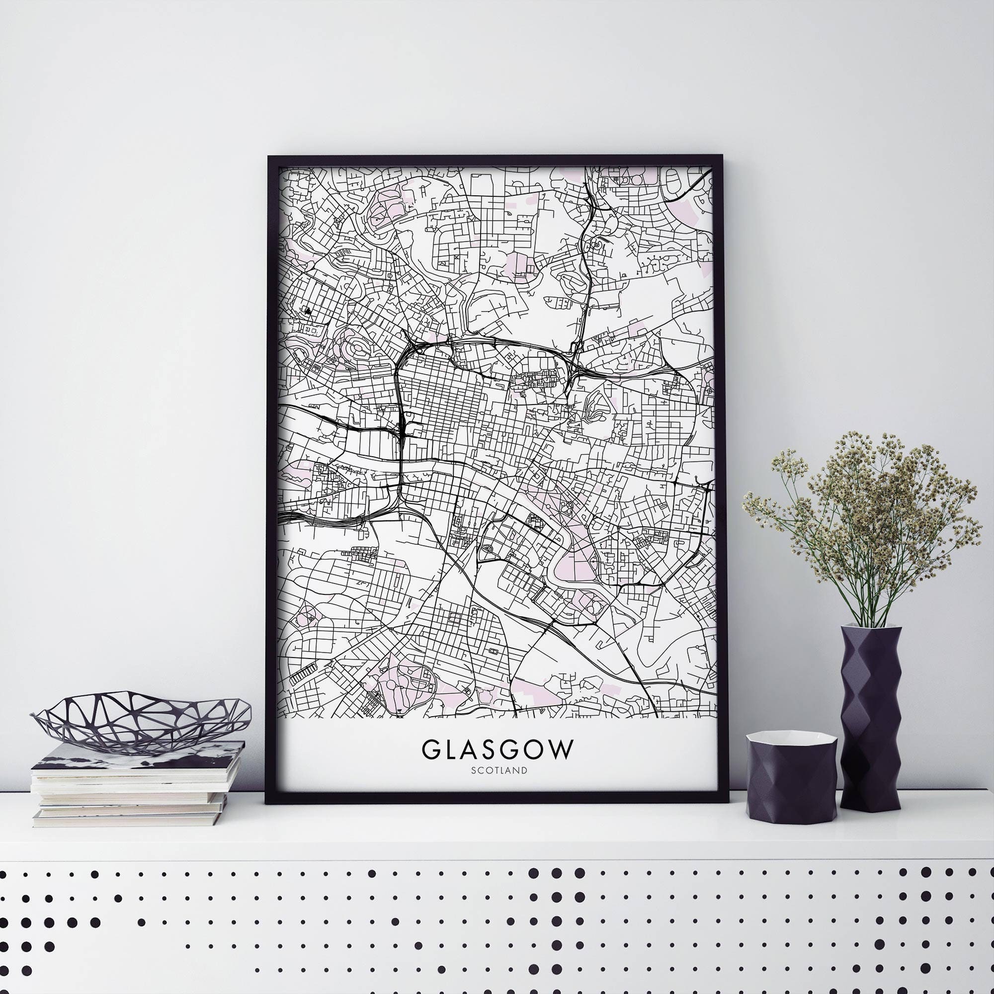 Glasgow, Scotland, UK Art, City Map Print Wall Art | A4 A3 A2 A1