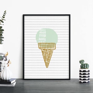 Mint Mania Ice Cream Ilustrativo Niños Impresión Infantil Arte de Pared / 4x6 5x7 A4 A3 A2 A1