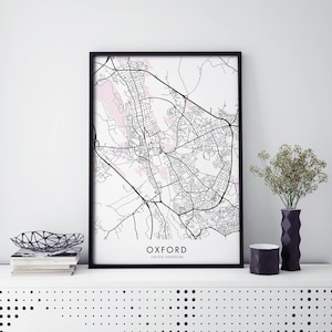 Oxford, Oxfordshire, United Kingdom Art, Stadtplan Druck Wandkunst | A4 A3 A2 A1