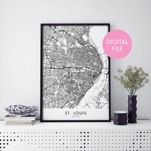 St. Louis, Missouri City Map Print Wall Art | Print At Home | Digital Download File