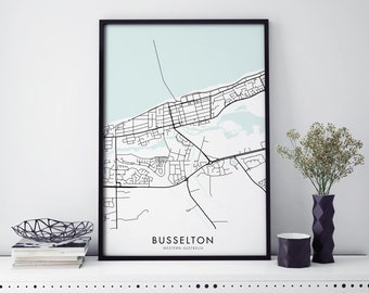 Busselton, Western Australia Art, City Map Print Wall Art | A4 A3 A2 A1