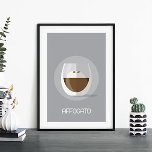 Arte de pared de impresión ilustrativa de café Affogato / 4x6 5x7 A4 A3 A2 A1
