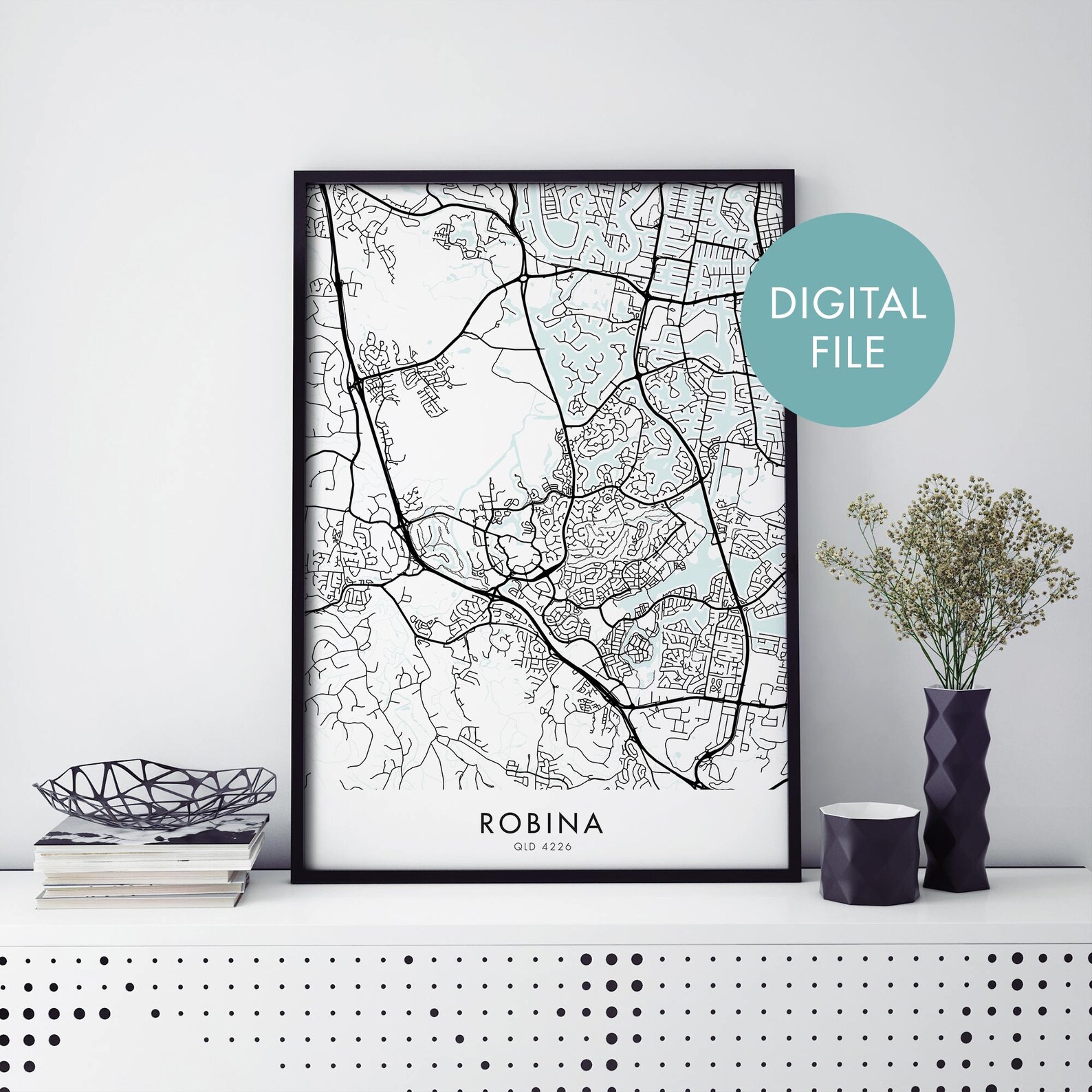 Robina Gold Coast Australia City Map Print Wall Art Print Etsy
