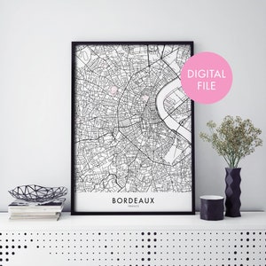 Bordeaux, Frankreich Stadtplan Druck Wandkunst | Druck zu Hause | Digital Download Datei