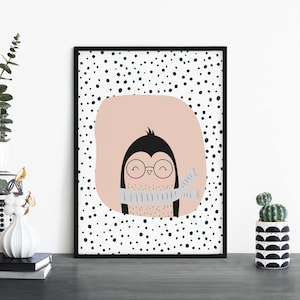 Penguin Poster Print Arte de pared / Niños Niños Niños Niñas Guardería Dormitorio / A4 A3 A2 A1