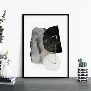 Black & Gold Abstract Print Wall Art | 4x6 5x7 A4 A3 A2 A1