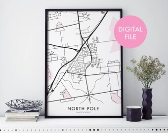North Pole, Santa's House, Christmas Art Print Wall Art | Print At Home | Digital Download File