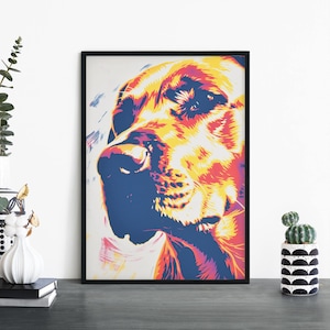 Labrador / Perro colorido Impresión ilustrativa Arte de pared / A4 A3 A2 A1