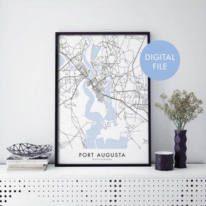 Port Augusta, Australia del Sur, Australia Mapa de la ciudad Imprimir arte mural / Imprimir en casa / Descargar archivo digital