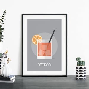 Negroni Cóctel Ilustrativo Imprimir Arte de pared / 4x6 5x7 A4 A3 A2 A1