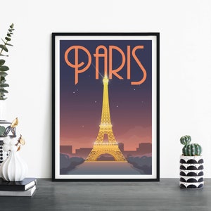 París, Francia, Arte de pared ilustrativo de impresión de viaje, 4 x 6 5 x 7 A4 A3 A2 A1