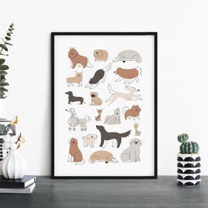 Arte de pared de impresión ilustrativa de perro / 4x6 5x7 A4 A3 A2 A1