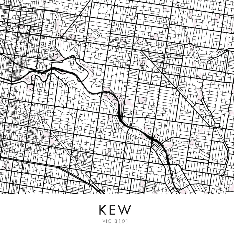 Kew Melbourne City Map Print Wall Art Print at Home | Etsy