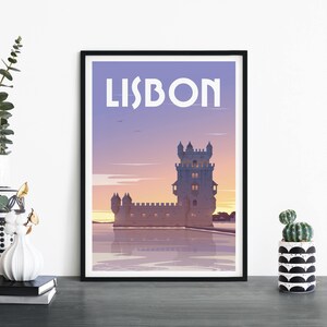 Lisboa, Portugal, Arte de pared ilustrativo de viaje, 4 x 6 5 x 7 A4 A3 A2 A1
