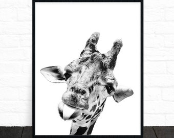 Giraffe Print, Nursery Decor, Giraffe Art, Black and White Animal Print, Nursery Print, Safari, Giraffe Decor, Animal Photography, Printable