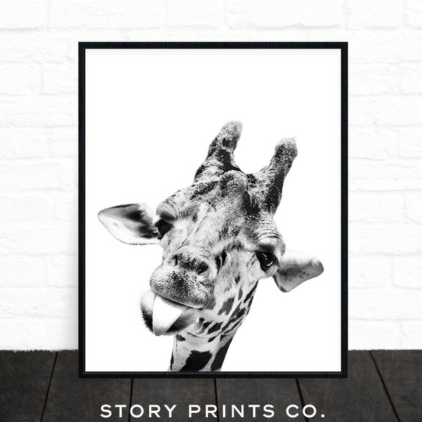 Giraffe Print, Nursery Decor, Giraffe Art, Black and White Animal Print, Nursery Print, Safari, Giraffe Decor, Animal Photography, Printable