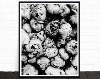 Peony Print, Flower Print, Peony Art, Black and White Poster, Black and White Photography, Minimalist Photos, Floral Print, Printable Art