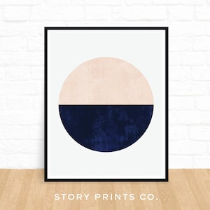 Circle Wall Art, Geometric Circle Print, Indigo Art, Scandinavian, Affiche Scandinave, Home Decor, Minimalist Art, Printable, Gifts for Him