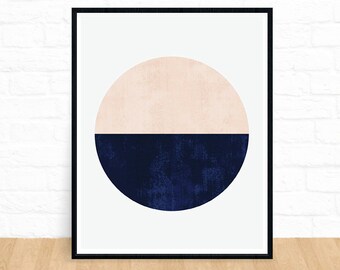 Circle Wall Art, Geometric Circle Print, Indigo Art, Scandinavian, Affiche Scandinave, Home Decor, Minimalist Art, Printable, Gifts for Him