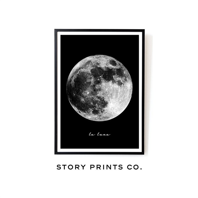 Moon Print Moon Photo Black and White Nursery Art Etsy