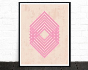 Abstrakte geometrische Print, moderne Minimal, Affiche Scandinave, Wandkunst, moderne Poster, rosa, zeitgenössische Kunst, druckbare, Instant Download