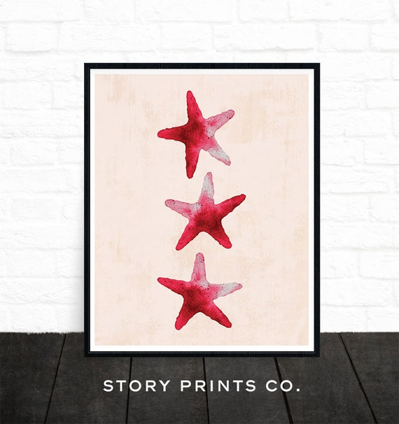 étoile De Mer Nautique Impression Imprimer Imprimables Wall Art Décor Nautique Plage Wall Art Crèche Imprimable De Lart Rouge Art De Locéan