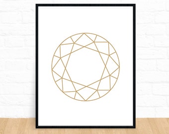 Minimalist Print, Circle Print, Geometric Art, Round Gemstone, Gem Prints, Scandinavian Print, Modern Poster Art, Printable Wall Decor