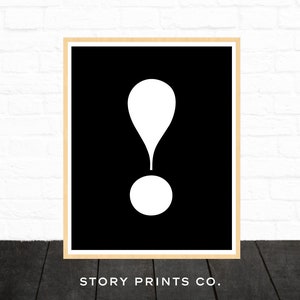Pop Art Print, Exclamation Point Print, Exclamation Mark, Fun Prints, Printable Typographic Wall Art, Modern, Black and White, Simple Art