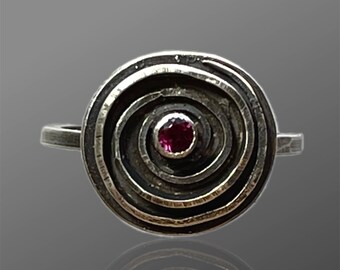 Rhodolote Garnet Rustic Spiral Ring